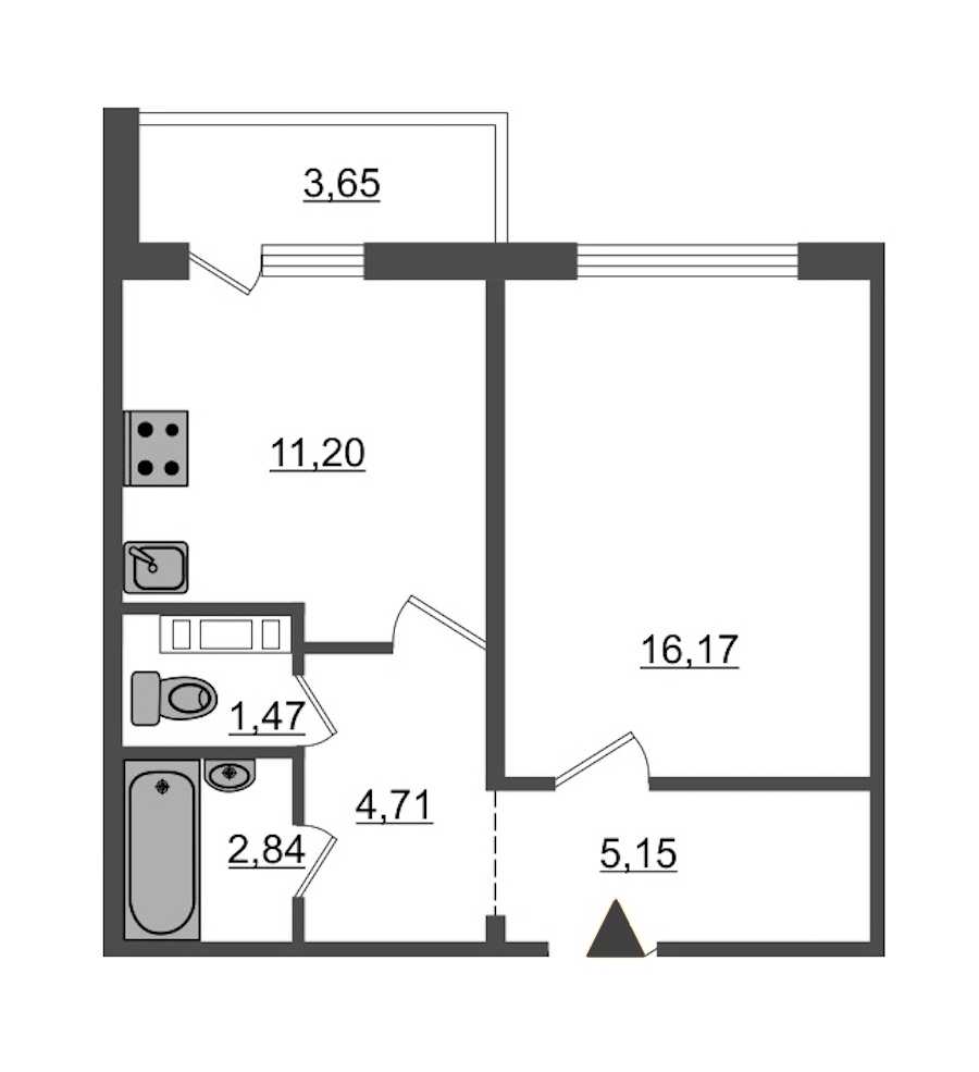 Однокомнатная квартира в : площадь 42.63 м2 , этаж: 1 – купить в Санкт-Петербурге